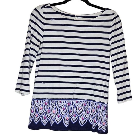 Lilly Pulitzer Waverly Top in Navy Serene Stripe blouse size Medium - Picture 1 of 8